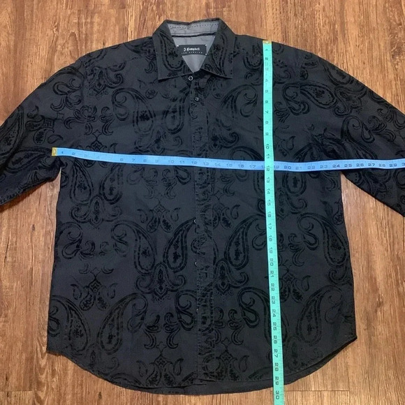 J. Campbell Los Angeles Men’s Paisley Black Button Down Shirt XL - Picture 2 of 6
